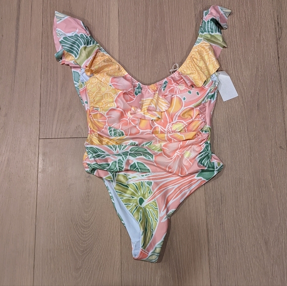 Floral Ruffle One-Piece Swimsuit - Picture 1 of 7
